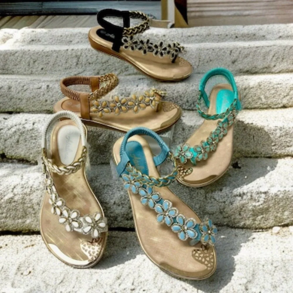Restocked! Italina Light Green Flower Rhinestone Slingback Sandal